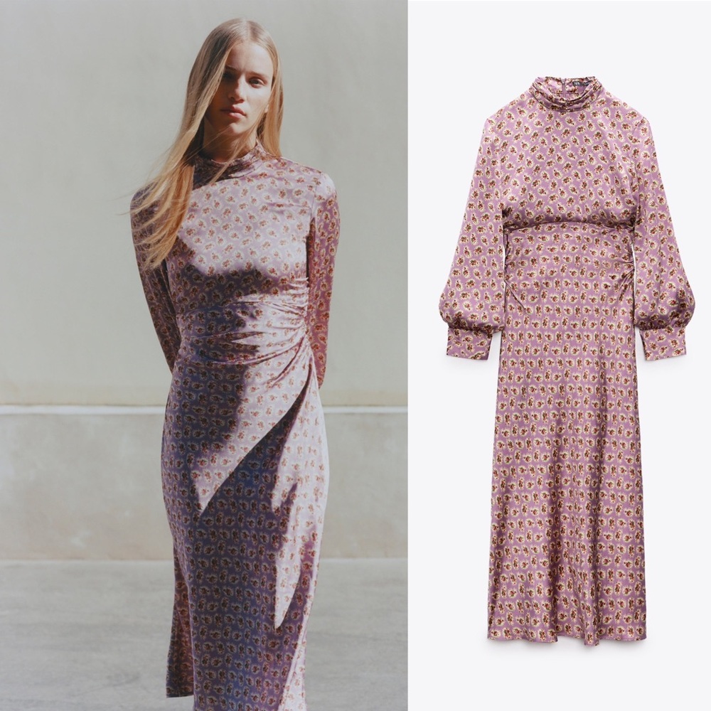 Zara FLORAL PRINT DRESS WITH RUCHING